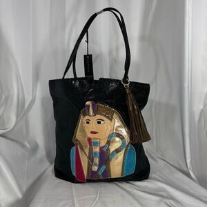Sharif Designs NWT Egyptian Pharaoh Patchwork Tote Bag Gold Tassel Statement